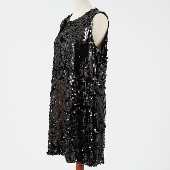 LIKE NEW Armani Jeans Sequin 'Speechless' Mini Shift Dress Sleeveless Black 14 - Picture 4 of 16